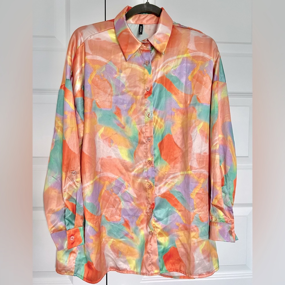 PrettyLittleThing Silk Blouse Size 6